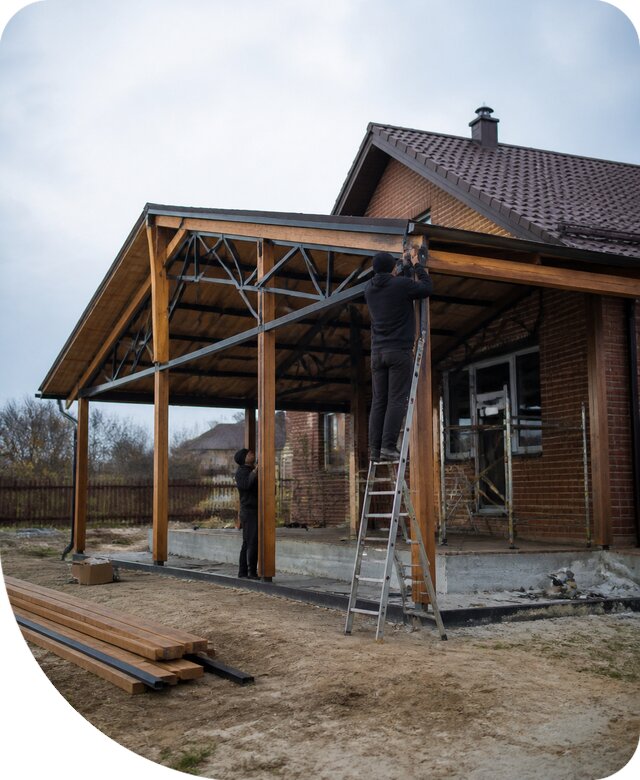 Пристройка навеса к дому и участку в Дзержинске под ключ